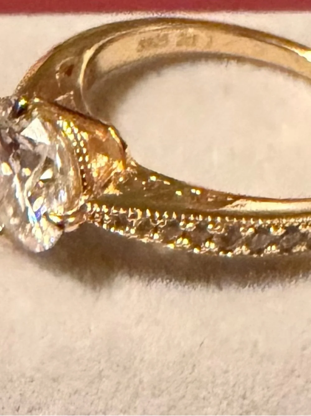 2ct Moissanite Solitaire Engagement Ring with Pavé Band - Picture 5 of 6